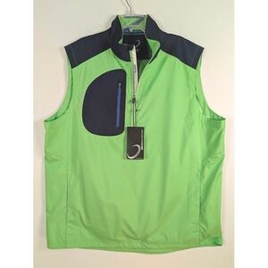 Zero Restriction Golf Vest Mens L Lime Green Navy Vented Wind Rain Resistant NWT